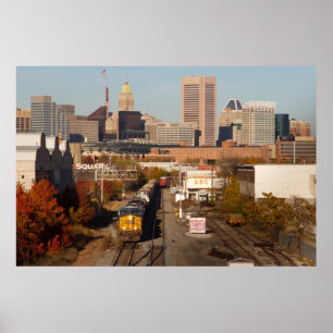 Baltimore stad med tåg poster