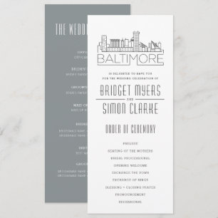 Baltimore Styliserad Siluett Bröllopsprogram Inbjudningar