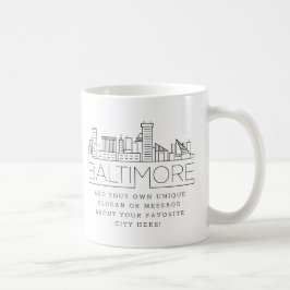 Baltimore Stylized Skyline | Anpassningsbar Slogan Kaffemugg
