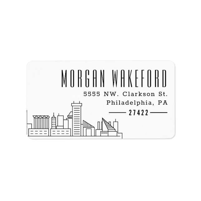 Baltimore Stylized Skyline Large Address Label Adressetikett (Framsidan)