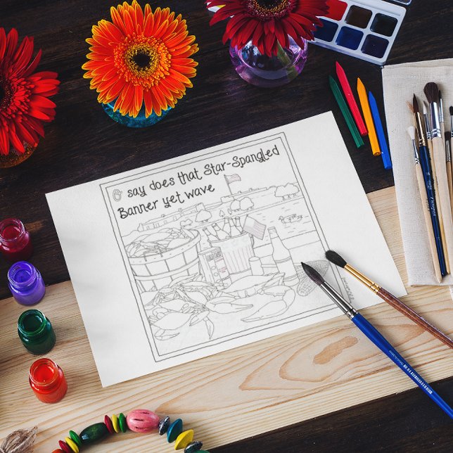 Baltimore Summer Coloring Postcard med kuvert (Skapare uppladdad)