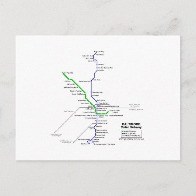 Baltimore-tunnelbanan Vykort (Framsida)