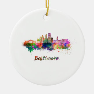 Baltimore V2 skyline in watercolor Julgransprydnad Keramik