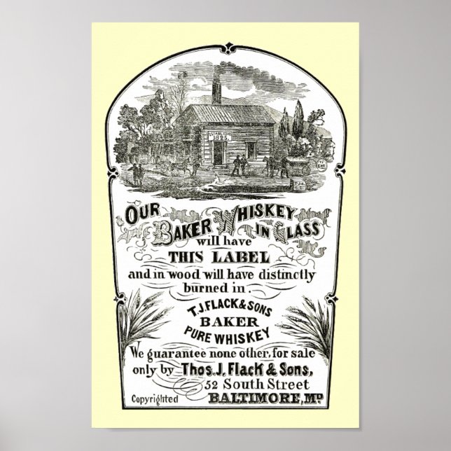 Baltimore Whiskey Vintage 1867 Poster (Framsidan)