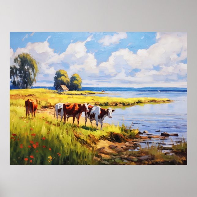 Baltisk Bodden Lycka Fredlig vila Mitt i kusten Poster (Framsidan)