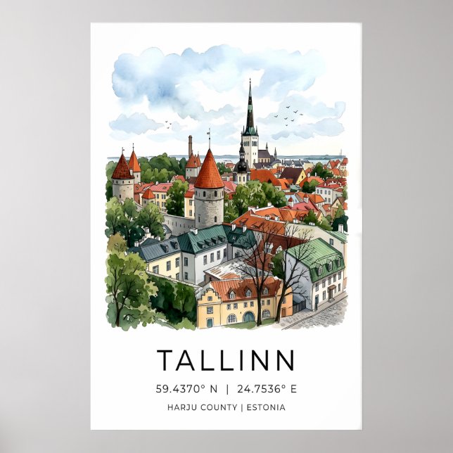 Baltisk Tallinn Stadsmur Konst - Illustrerad Gamma Poster (Framsidan)