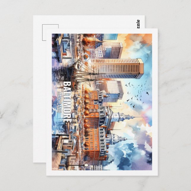 Baltymore Maryland USA Berömd Ställe Vykort (Fram/baksida)