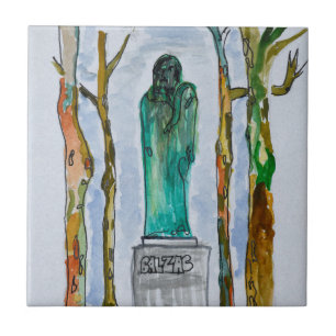 Balzac-statyn av Rodin Paris, Frankrike Kakelplatta