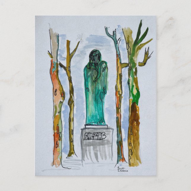 Balzac-statyn av Rodin | Paris, Frankrike Vykort (Framsida)