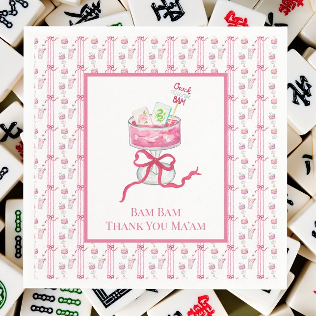 Bam Bam Tack Morsa'am Mahjong Drink Tiles Funny Pappersservett (Skapare uppladdad)