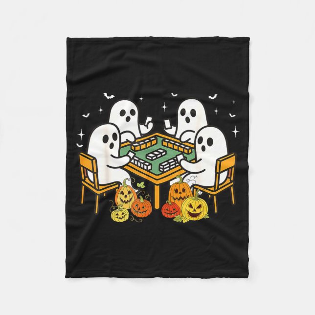 Bam Boo Halloween Ghost Mahjong Funny Costume Game Fleecefilt (Framsidan)