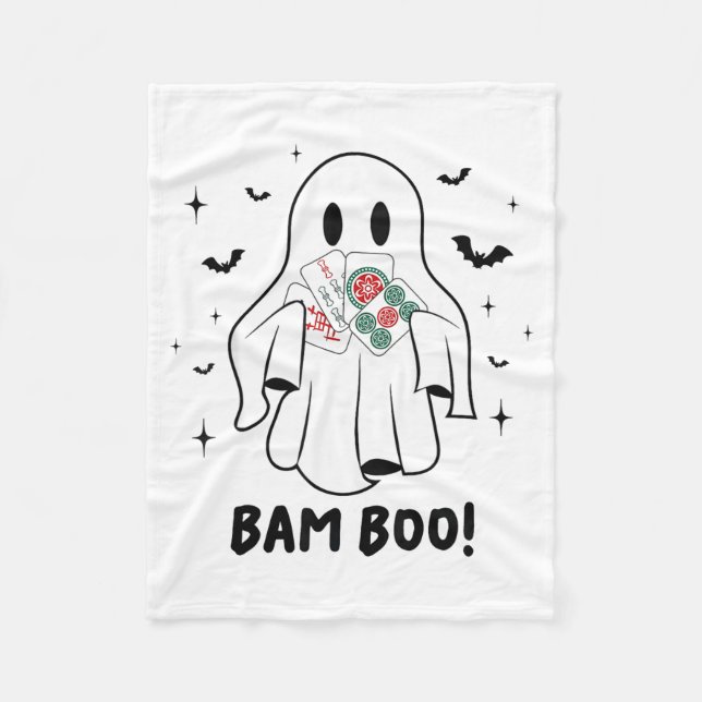 Bam Boo Halloween Ghost Mahjong Funny Costume Game Fleecefilt (Framsidan)