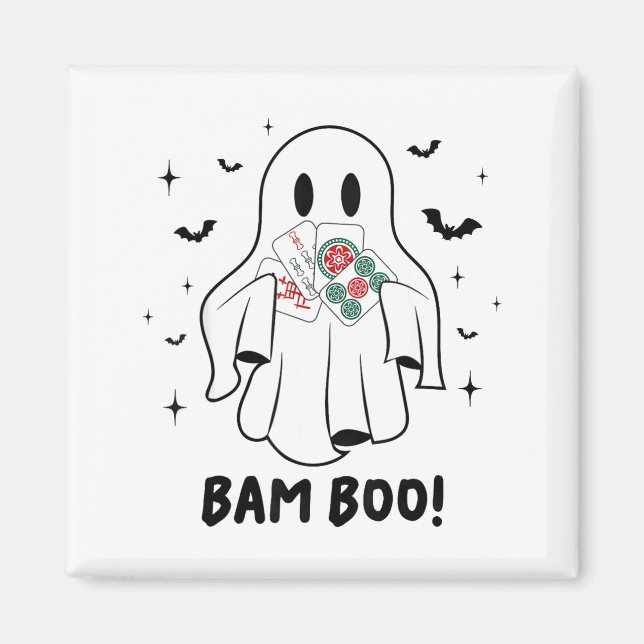 Bam Boo Halloween Ghost Mahjong Funny Costume Game Magnet (Framsidan)