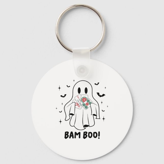 Bam Boo Halloween Ghost Mahjong Funny Costume Game Nyckelring (Framsida)