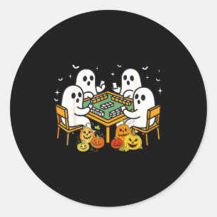 Bam Boo Halloween-spöke Mahjong Roligt Kostymspel Runt Klistermärke