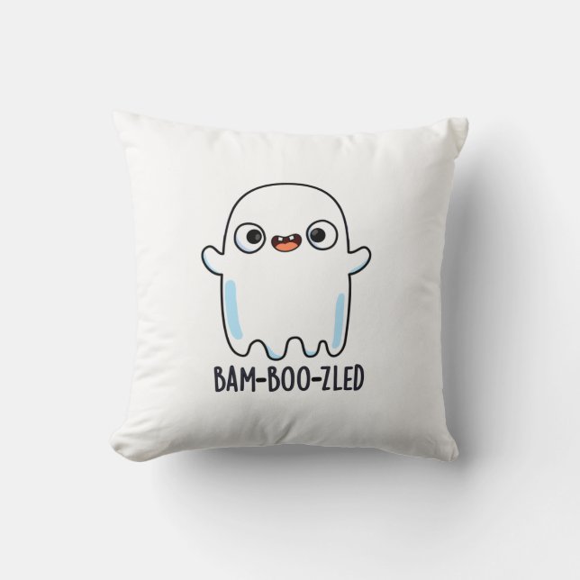 Bam-boo-zled Funny Halloween Confused Ghost Pun Kudde (Framsida)