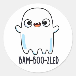Bam-boo-zled Funny Halloween Confused Ghost Pun Runt Klistermärke