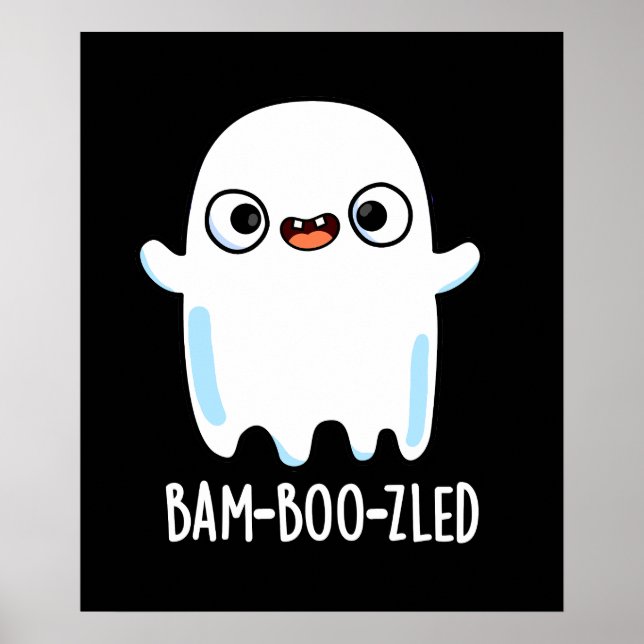 Bam-boo-zled Funny Halloween Ghost Pun Mörk BG Poster (Framsidan)