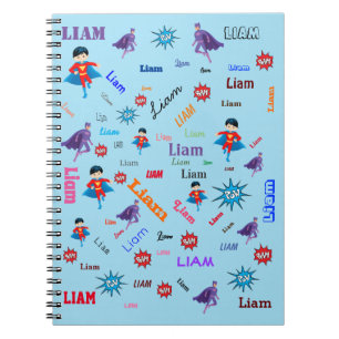 Bam Pow Superhjälten Ord Cloud Namn Collage Anteckningsbok