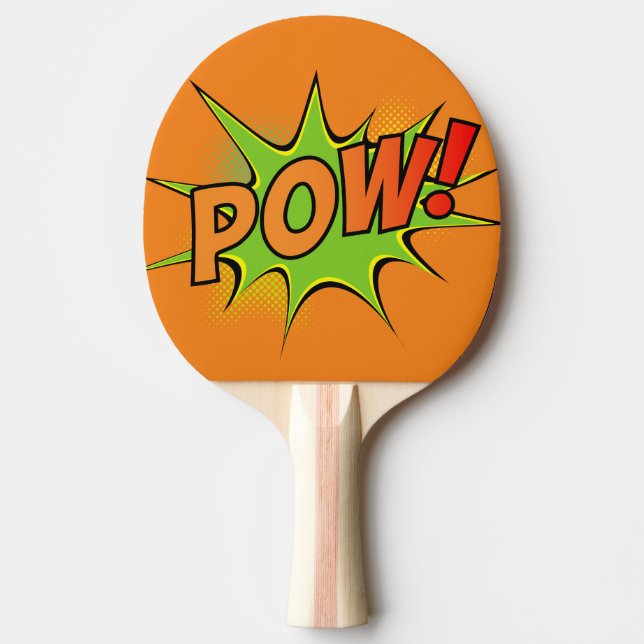 Bam! Pow! Vintage Tecknad Bok-grafik Pingisracket (Framsidan)