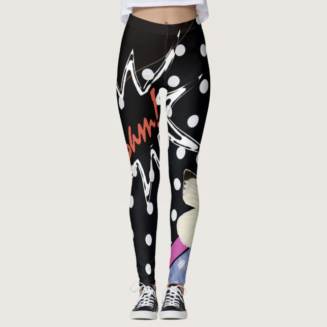 BAM! Svart damasker Leggings (Framsida)