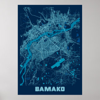 Bamako - Mali Peace City Karta Poster
