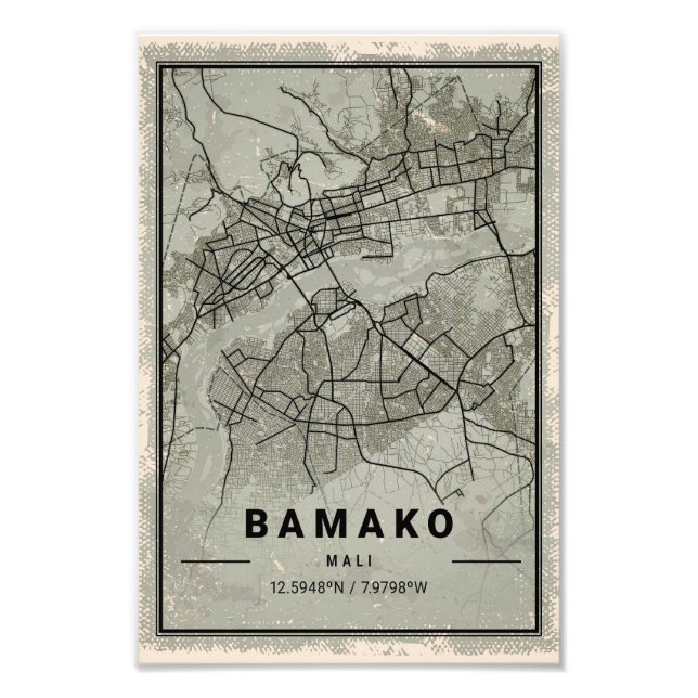 Bamako map print poster canvas | Mali (Framsidan)