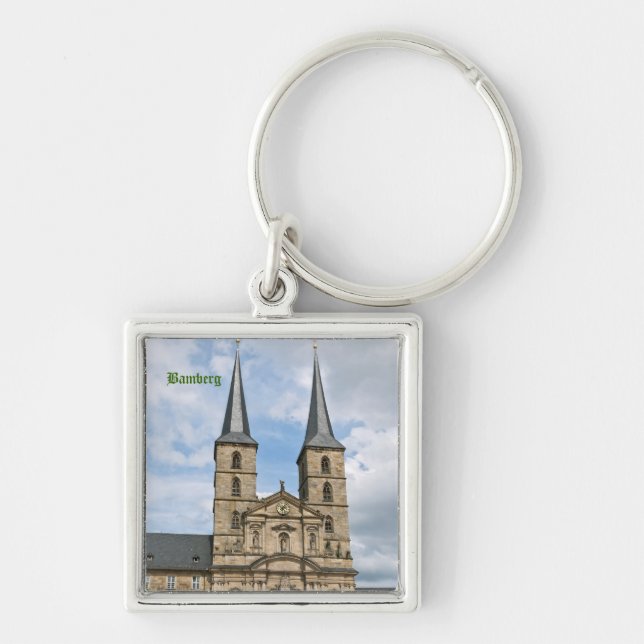 Bamberg Keychain Fyrkantig Silverfärgad Nyckelring (Framsidan)