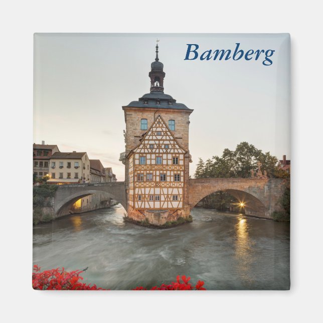 Bamberg Old Town Hall och Obere Bridge Magnet (Framsidan)
