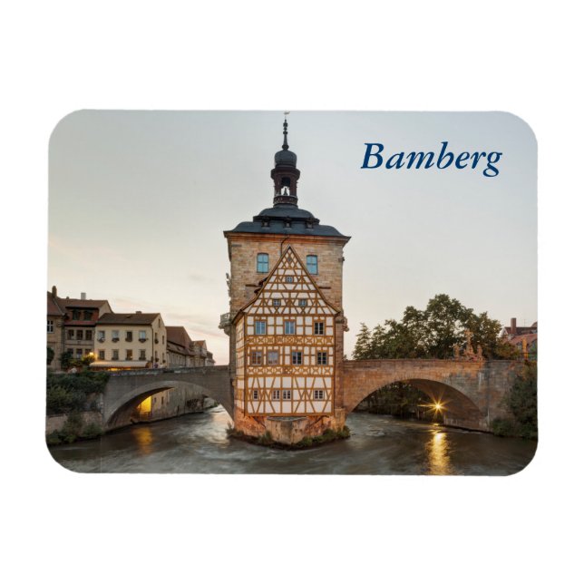 Bamberg Old Town Hall och Obere Bridge Magnet (Horisontell)