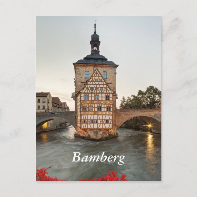 Bamberg Old Town Hall och Obere Bridge Vykort (Framsida)