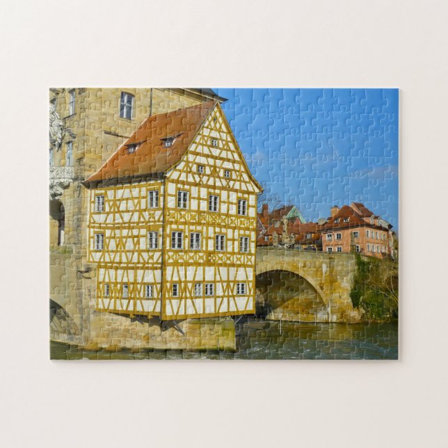 Bamberg rådhus Fachwerkhaus Tyskland. Pussel (Horisontell)