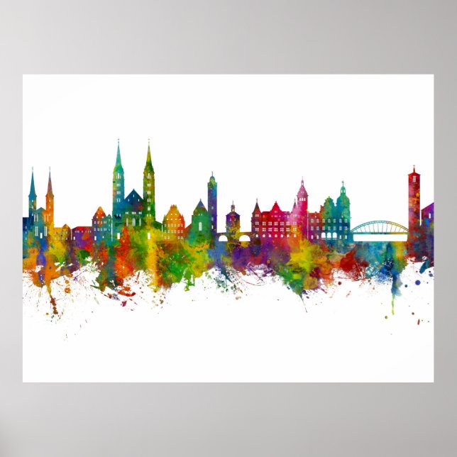 Bamberg Tyskland Skyline Poster (Framsidan)