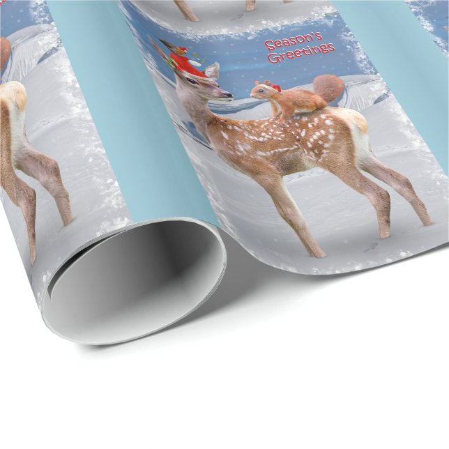 Bambi och vänner som slår in papper - jul presentpapper (Rullad Hörn)