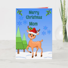 BambiDeer Christmas Folded Greeting Card Kort