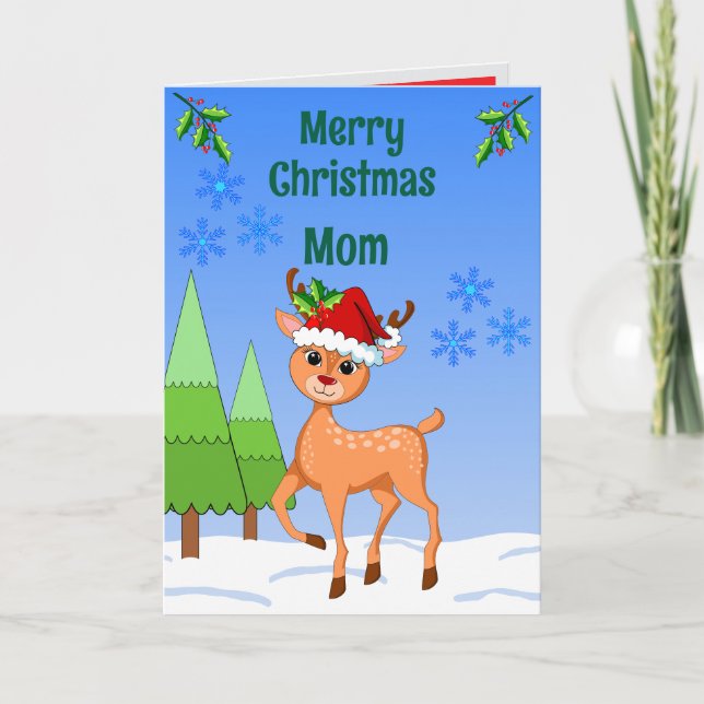 BambiDeer Christmas Folded Greeting Card Kort (Framsida)
