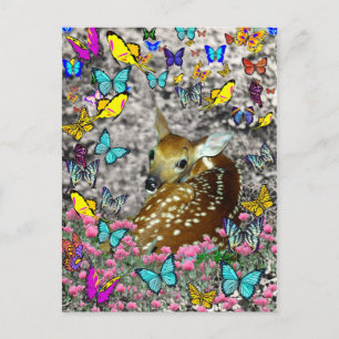 Bambina, den vita sabbade Fawn i Butterflies Vykort