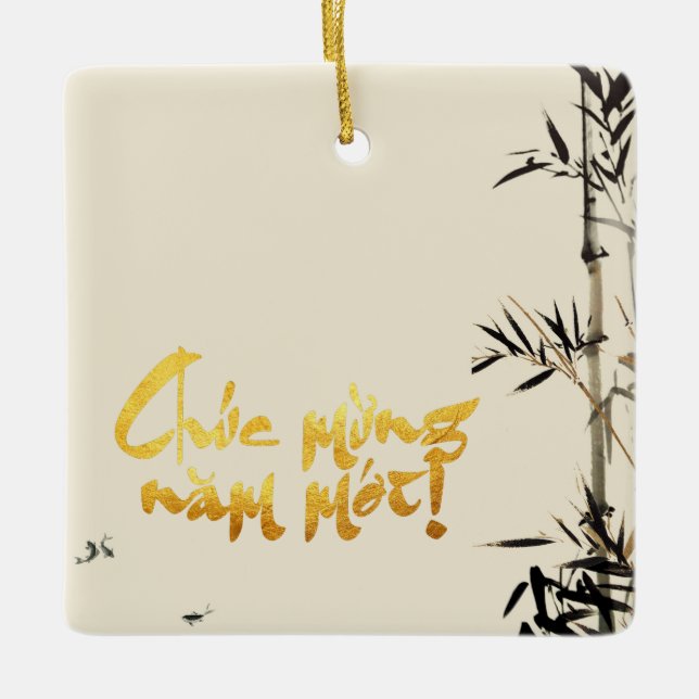 Bambofiske Vietnamesiskt nyårstorget CO Julgransprydnad Keramik (Framsida)