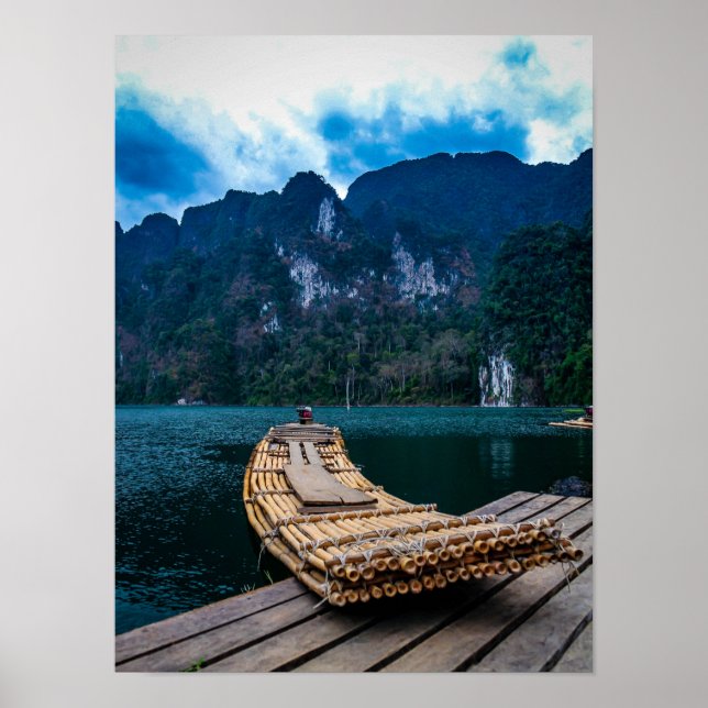 Bamboflotte i Khao Sok nationalpark Thailand Poster (Framsidan)
