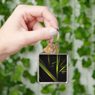 Bamboo Abstrakt Fyrkantig Silverfärgad Nyckelring