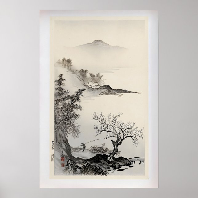 Bamboo, Apricot and a Fisherman by  Imoto Tekiho Poster (Framsidan)