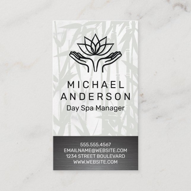 Bamboo Background | Ikon för att åtgärda Händer Lo Visitkort (Framsida)