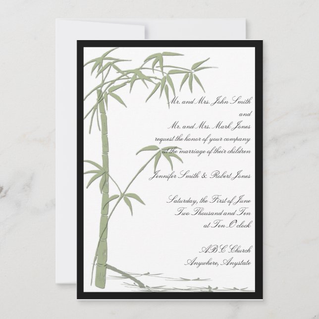 Bamboo Beauty Wedding bjudande Inbjudningar (Framsida)