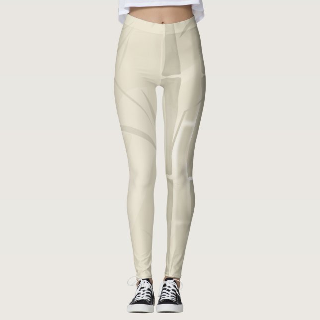 Bamboo, beige bakgrund leggings (Framsida)