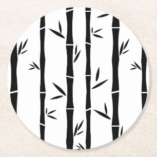 Bamboo Black and White Anpassningsbar Underlägg Papper Rund