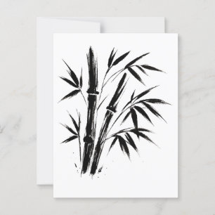 Bamboo Bläck Illustration - vykort med minimalisti