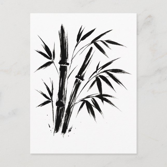 Bamboo Bläck Illustration - vykort med minimalisti (Framsida)