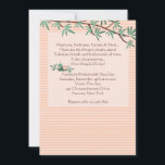 Bamboo Branches Spa Inbjudan<br><div class="desc">En mjuk rosa bakgrund med horisontella ränder och en krona av bambukvistar. Perfekt för spa- och wellnessfester för att fira födelsedagar,  brudtärnor och mycket mer.</div>