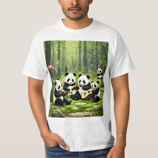 Bamboo Bunch Bunch Bunch Bunch Pandas T Shirt (Framsida)