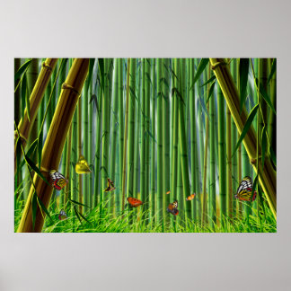 Bamboo & Butterfly Art 1 Poster